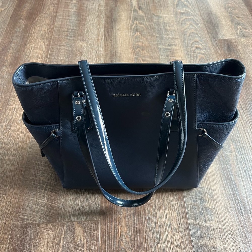 Michael Kors Navy with Sparkle Details Tote Bag